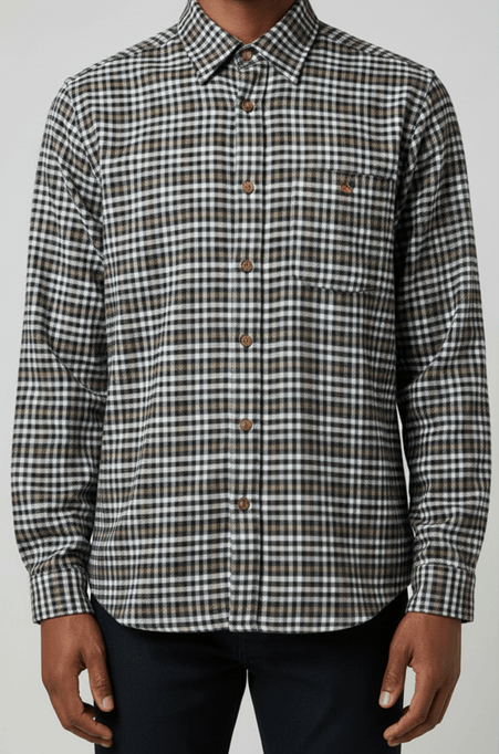 Vonnella Mens Classic Long Sleeve Shirt - Natural