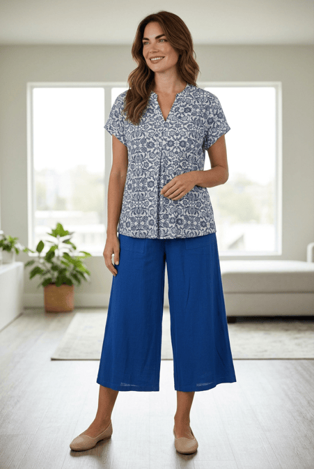 Equinox Womens Linen Blend 3/4 Length Pant with Pockets