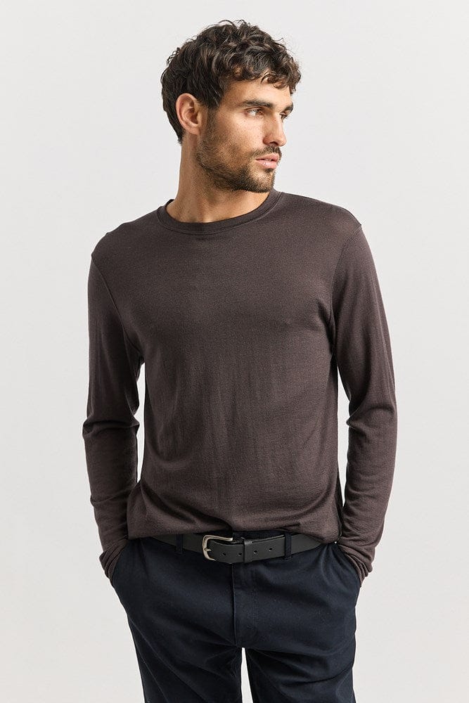Load image into Gallery viewer, Toorallie Mens Merino Long Sleeve T-Shirt - Date
