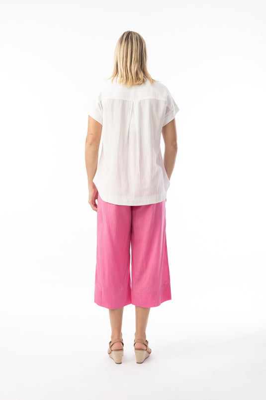 Orientique Womens Linen Essentials Pant - Hot Pink