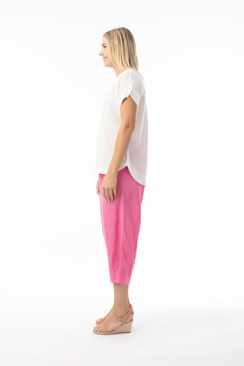 Load image into Gallery viewer, Orientique Womens Linen Essentials Pant - Hot Pink
