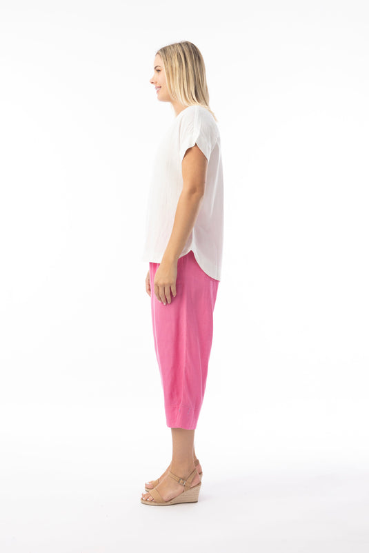 Orientique Womens Linen Essentials Pant - Hot Pink