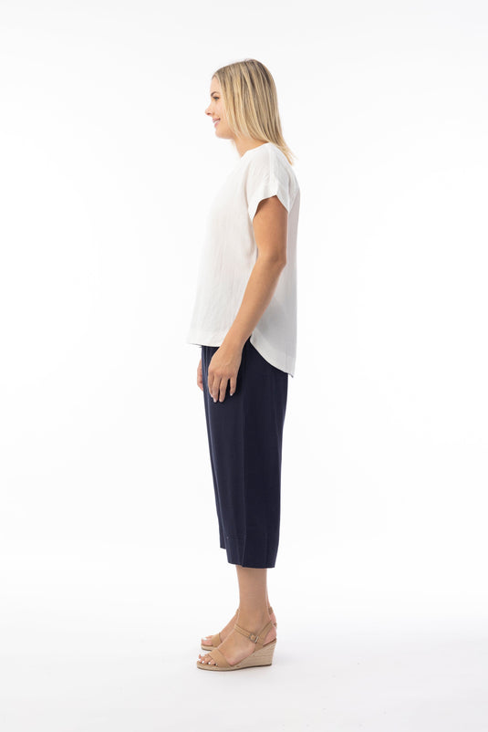 Orientique Womens Linen Essentials Pant - Navy