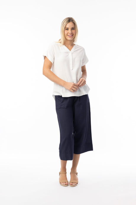 Orientique Womens Linen Essentials Pant - Navy