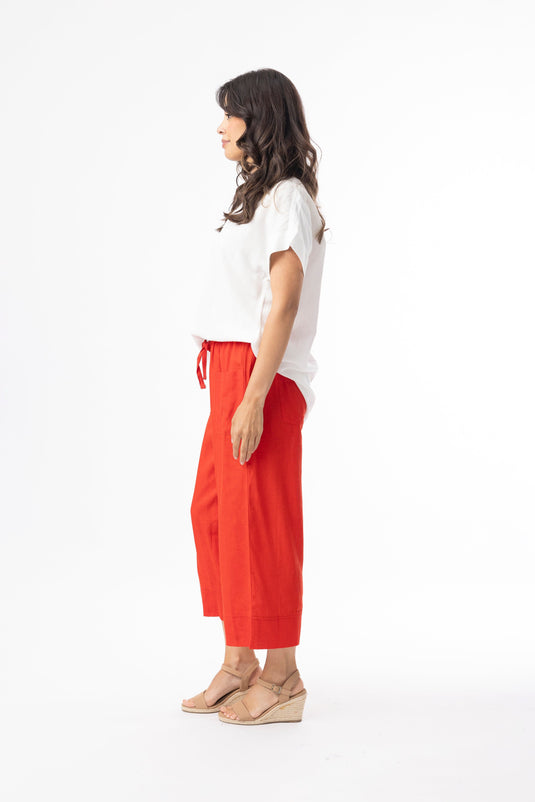 Orientique Womens Linen Essentials Pant - Red