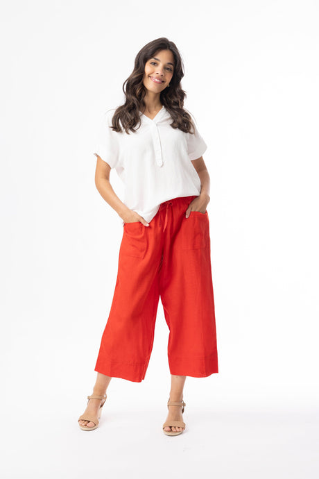 Orientique Womens Linen Essentials Pant - Red