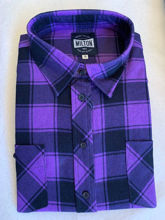 Milton Ladies Flannelette Shirt - Purple 32