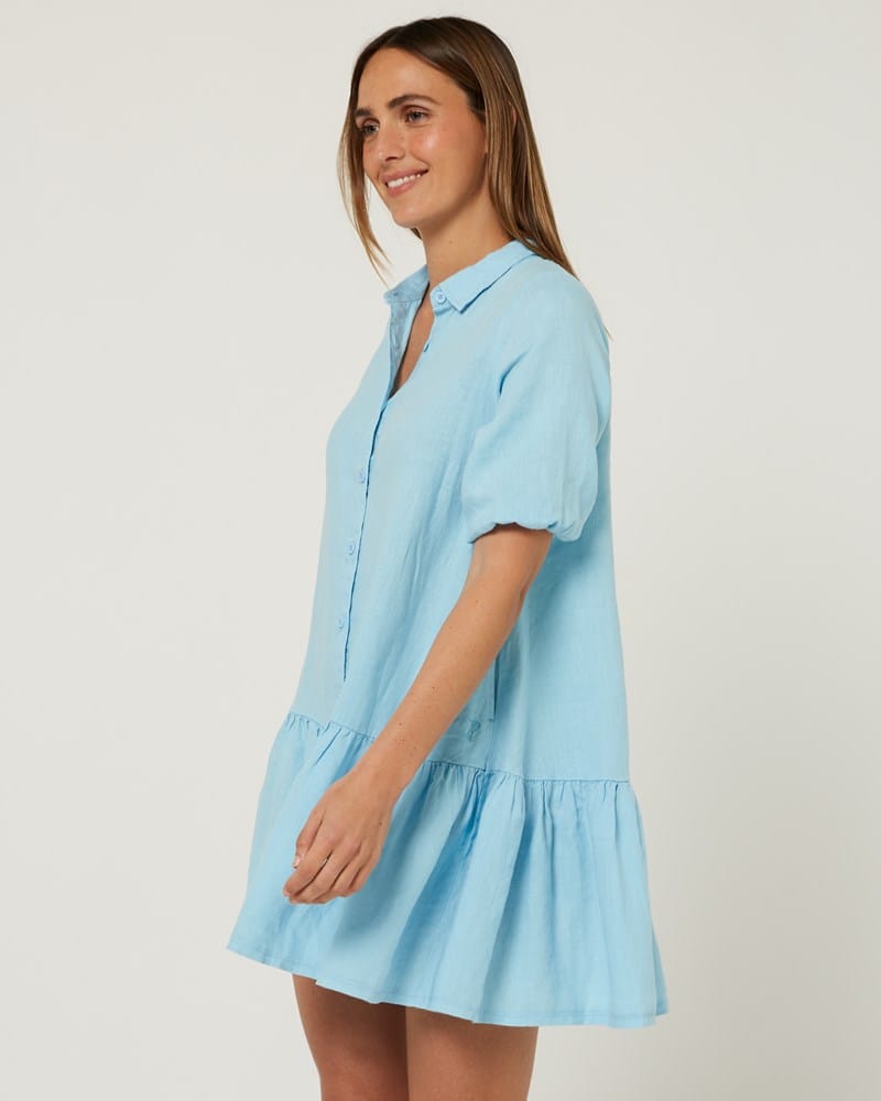 Load image into Gallery viewer, Pilbara Womens Monica Linen 3/4 Sleeve Dress - Navy
