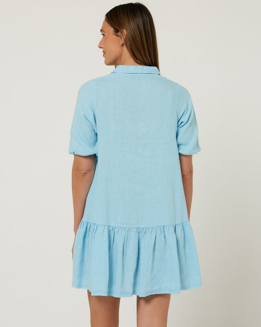 Pilbara Womens Monica Linen 3/4 Sleeve Dress - Charcoal