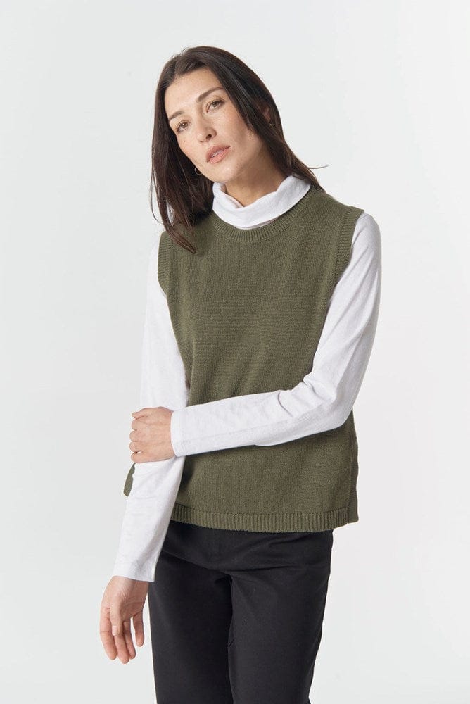Load image into Gallery viewer, Goondiwindi Cotton Amber Merino Cotton Knit Vest - Green
