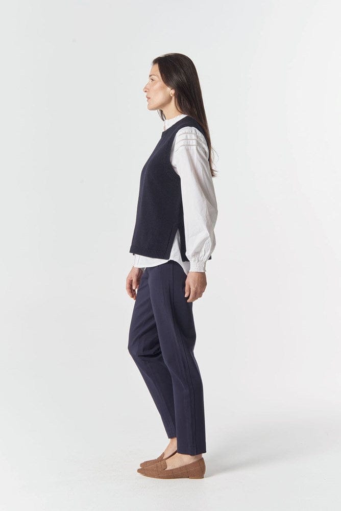 Load image into Gallery viewer, Goondiwindi Cotton Amber Merino Cotton Knit Vest - Navy
