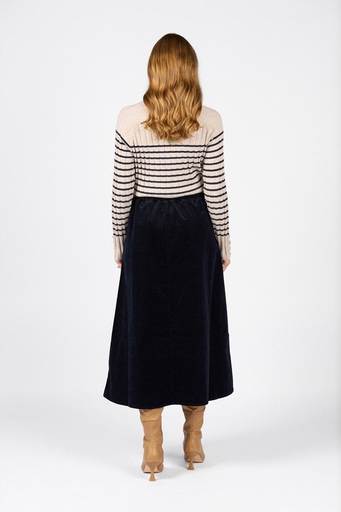 Load image into Gallery viewer, Vassalli Womens A-Line Cord Skirt - Midnight
