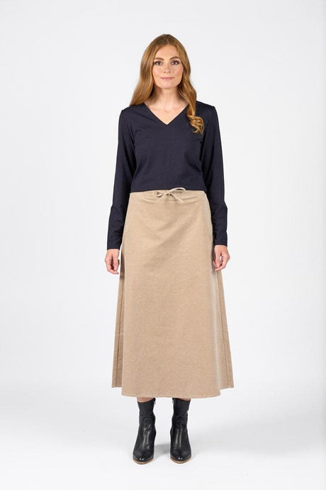 Vassalli Womens A-Line Cord Skirt - Oat