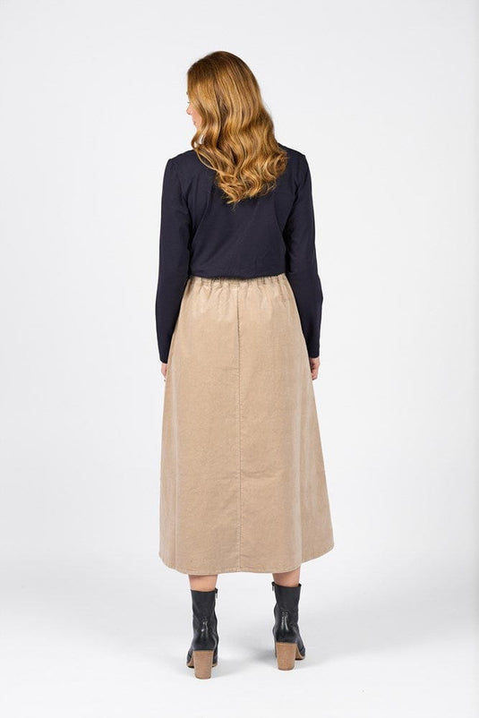 Vassalli Womens A-Line Cord Skirt - Oat