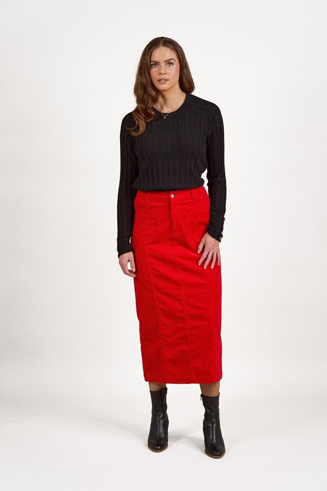 Load image into Gallery viewer, Vassalli Womens Mid Length Cord Skirt - Fiesta
