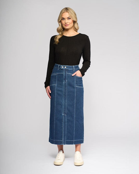 Vassali Rook Denim Skirt - Dark Blue
