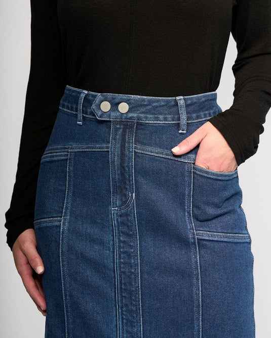 Vassali Rook Denim Skirt - Dark Blue
