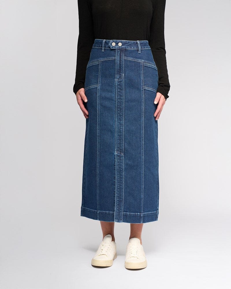 Load image into Gallery viewer, Vassali Rook Denim Skirt - Dark Blue
