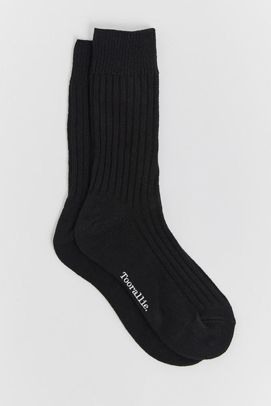 Toorallie Mens Ribbed Merino Socks - Black