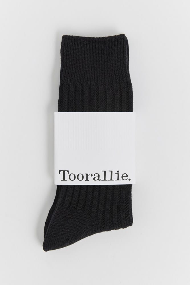 Load image into Gallery viewer, Toorallie Mens Ribbed Merino Socks - Black
