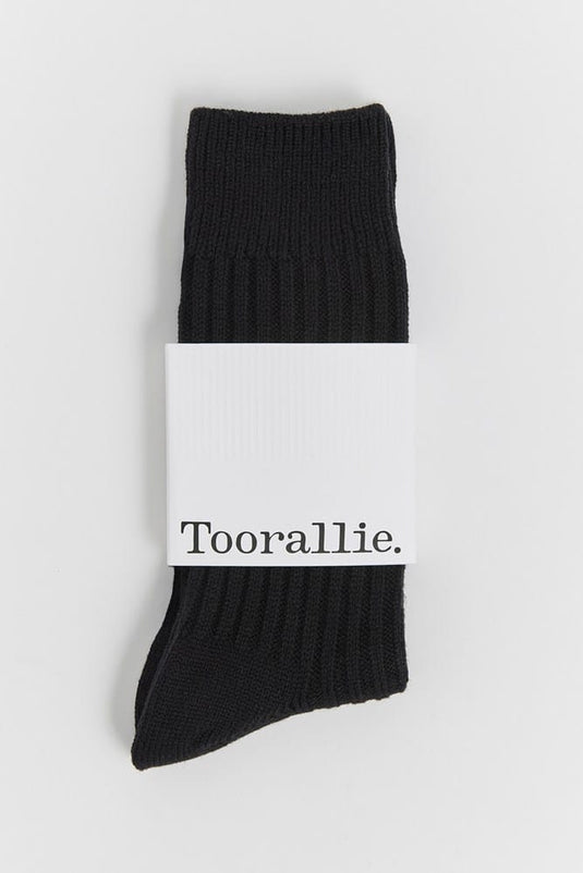 Toorallie Mens Ribbed Merino Socks - Black