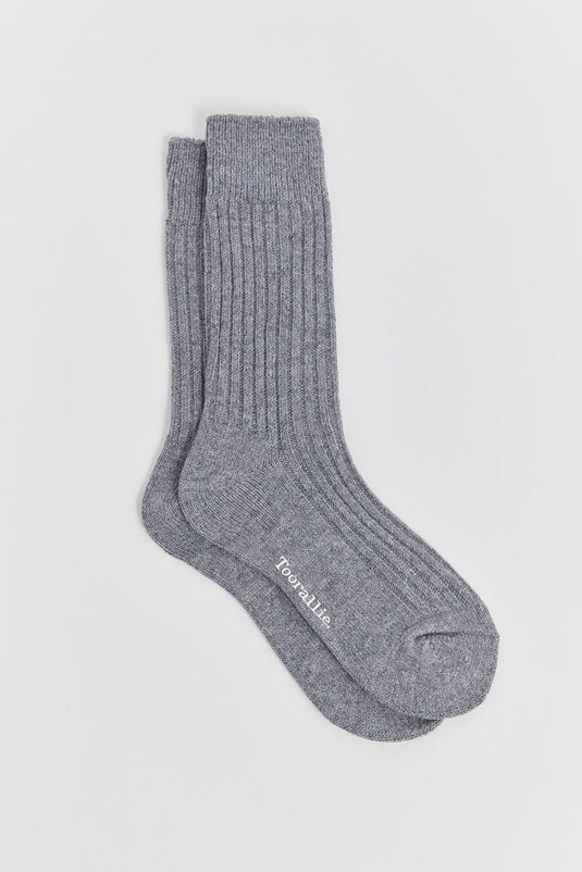 Toorallie Mens Ribbed Merino Socks - Grey