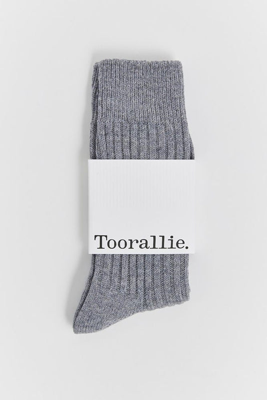 Toorallie Mens Ribbed Merino Socks - Grey