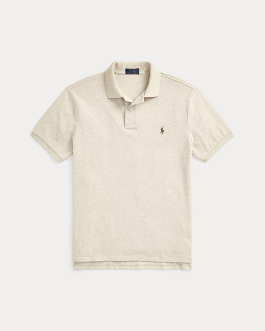 Ralph Lauren Mens Custom Slim Mesh Polo Shirt - Expedition Dune Heather