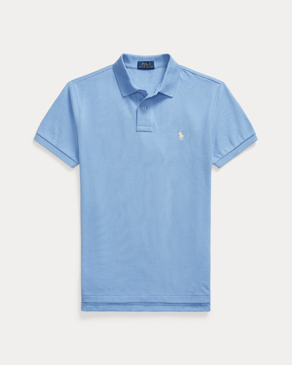 Load image into Gallery viewer, Ralph Lauren Mens Custom Slim Mesh Polo Shirt - Bristol Blue
