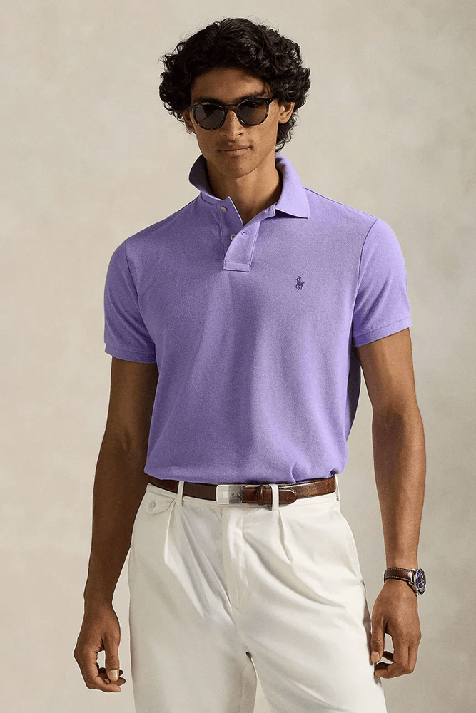 Load image into Gallery viewer, Ralph Lauren Mens Custom Slim Mesh Polo Shirt - Sky Lavender
