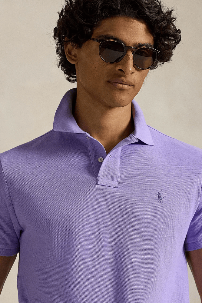 Load image into Gallery viewer, Ralph Lauren Mens Custom Slim Mesh Polo Shirt - Sky Lavender
