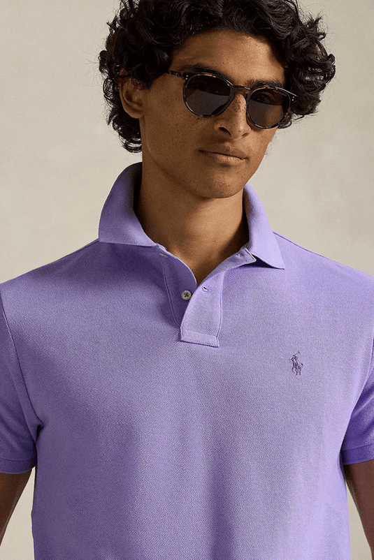 Ralph Lauren Mens Custom Slim Mesh Polo Shirt - Sky Lavender