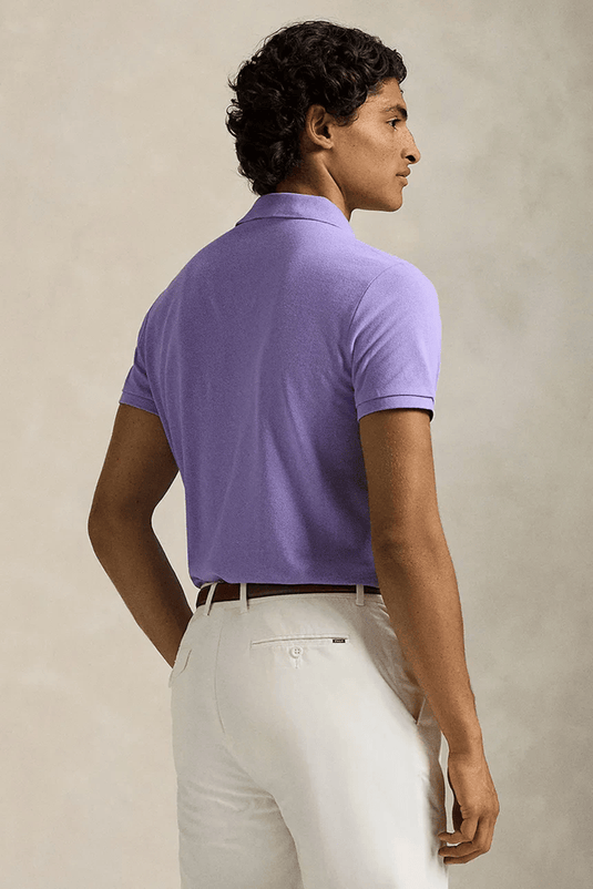 Ralph Lauren Mens Custom Slim Mesh Polo Shirt - Sky Lavender