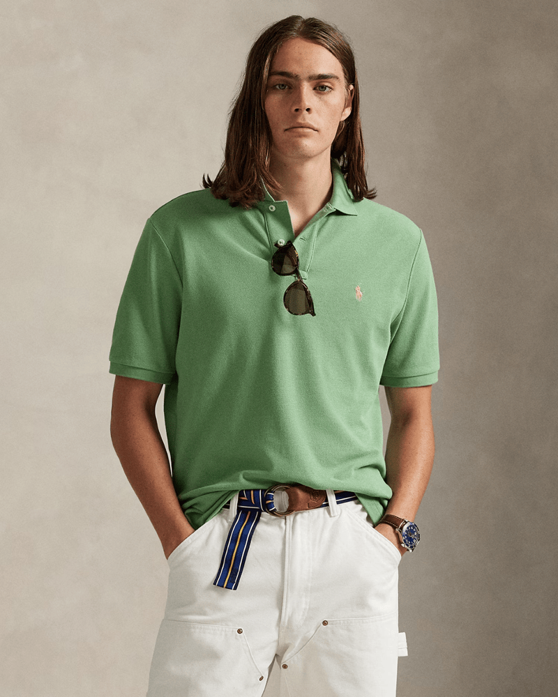 Load image into Gallery viewer, Ralph Lauren Mens Custom Slim Mesh Polo Shirt - Outback Green
