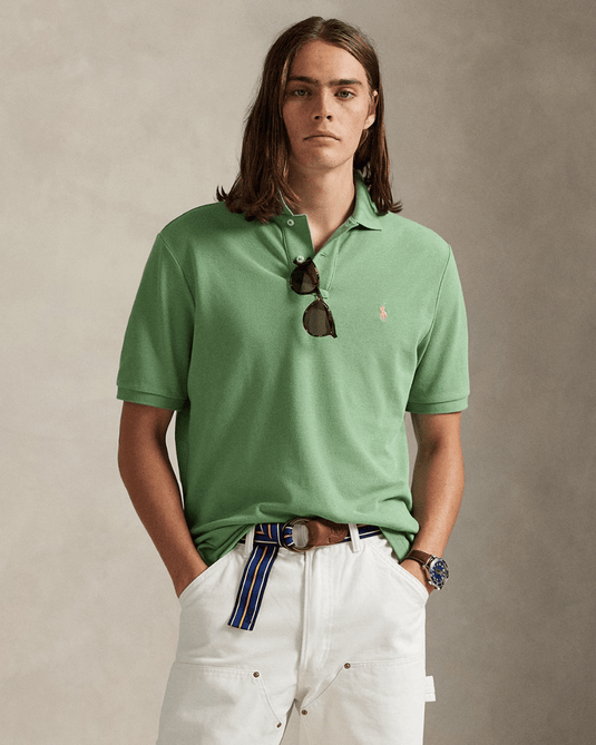 Ralph Lauren Mens Custom Slim Mesh Polo Shirt - Outback Green