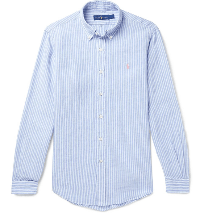 Ralph Lauren Mens Classic Fit Stripe Linen Shirt