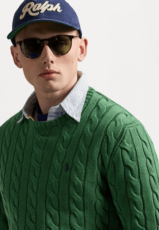 Ralph Lauren Mens Cable-Knit Cotton Sweater