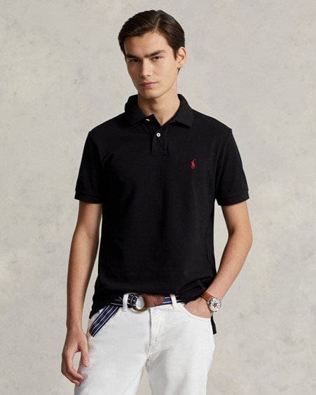 Ralph Lauren Men Custom Slim Fit Mesh Polo Shirt - Black