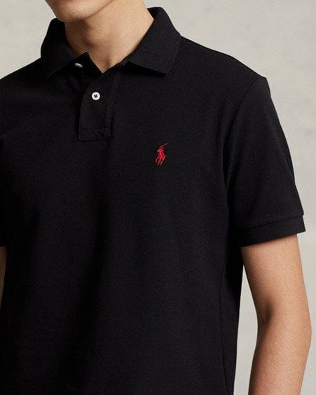 Load image into Gallery viewer, Ralph Lauren Men Custom Slim Fit Mesh Polo Shirt - Black
