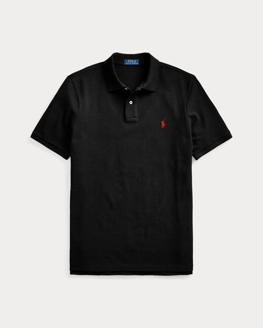 Ralph Lauren Mens Classic Fit Mesh Polo Shirt - Black/Red