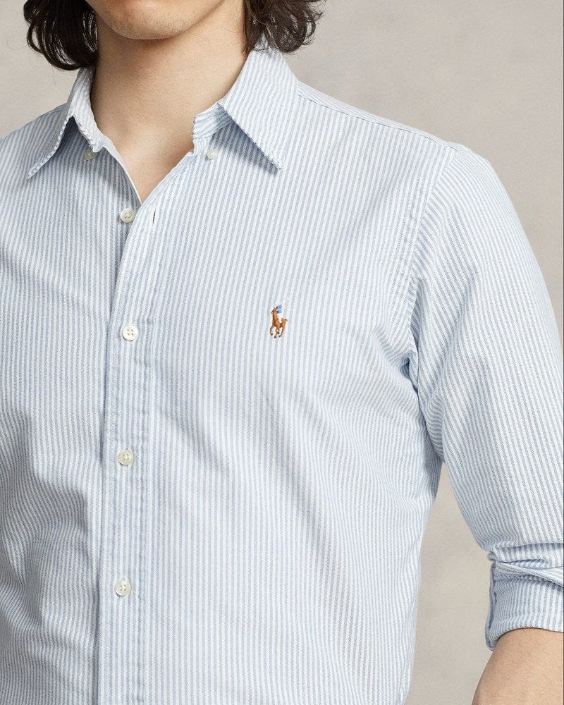 Load image into Gallery viewer, Ralph Lauren Mens Custom Fit Striped Oxford Shirt - Blue/White
