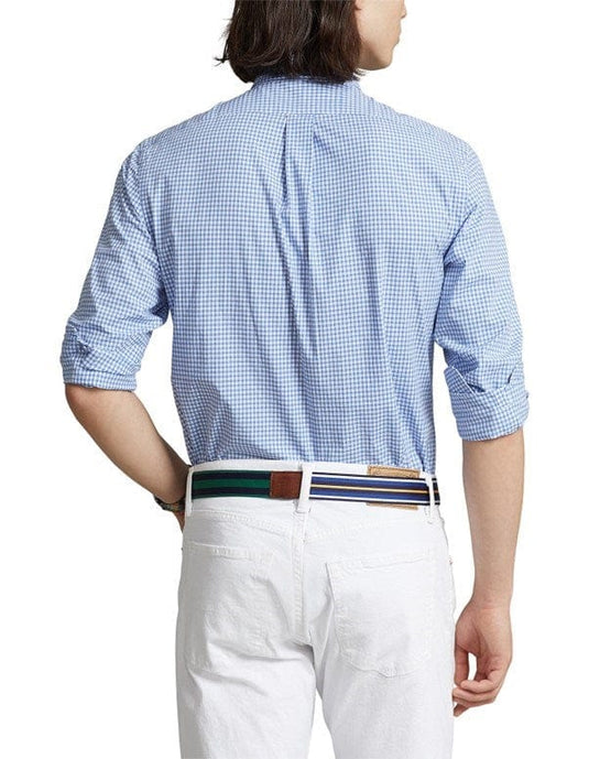 Ralph Lauren Custom Fit Checked Stretch Poplin Shirt - Blue/White