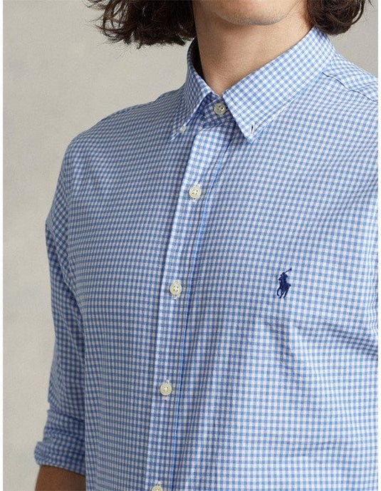 Ralph Lauren Custom Fit Checked Stretch Poplin Shirt - Blue/White