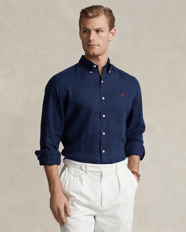 Load image into Gallery viewer, Ralph Lauren Mens Custom Fit Linen Shirt
