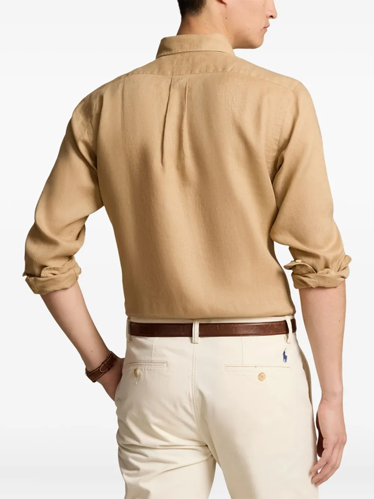 Load image into Gallery viewer, Polo Ralph Lauren Mens Custom Fit Linen Shirt - Vintage Khaki
