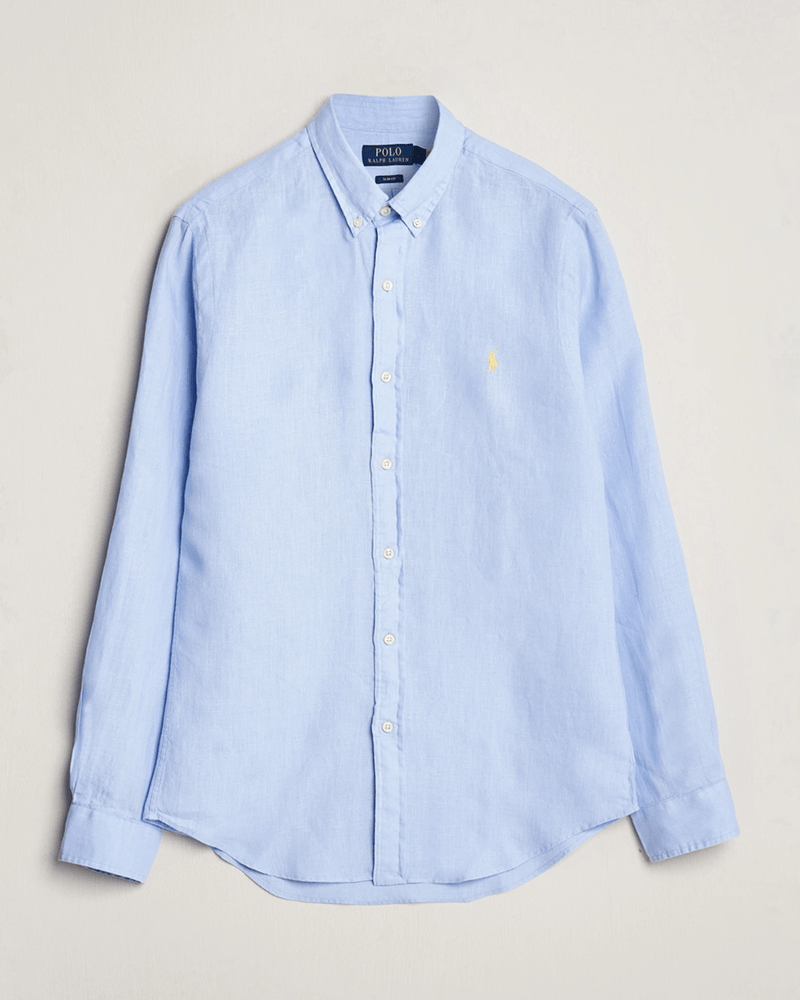 Load image into Gallery viewer, Ralph Lauren Mens Custom Fit Linen Shirt - Blue Hyacinth

