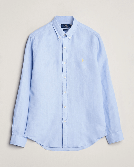 Ralph Lauren Mens Custom Fit Linen Shirt - Blue Hyacinth