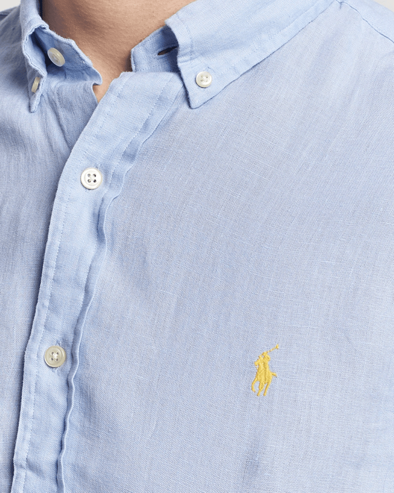 Load image into Gallery viewer, Ralph Lauren Mens Custom Fit Linen Shirt - Blue Hyacinth
