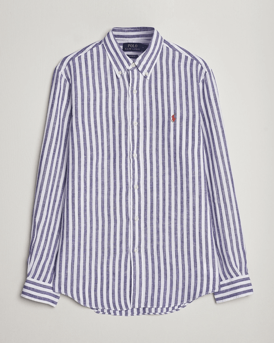 Ralph Lauren Mens Custom Fit Stripe Linen Shirt