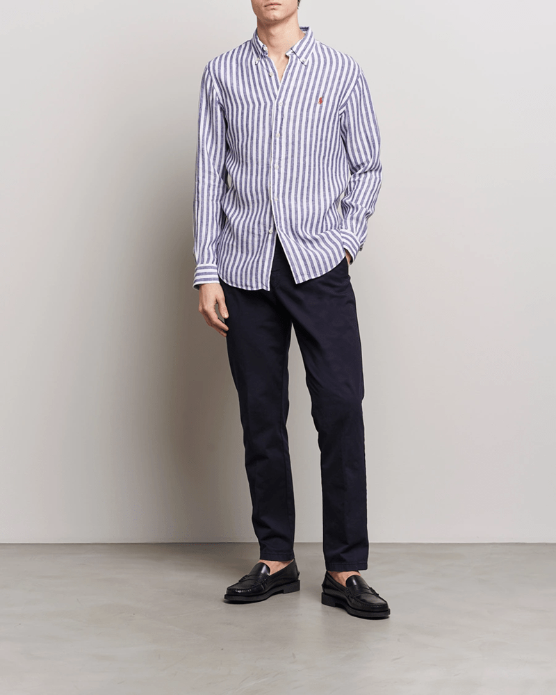 Load image into Gallery viewer, Ralph Lauren Mens Custom Fit Stripe Linen Shirt
